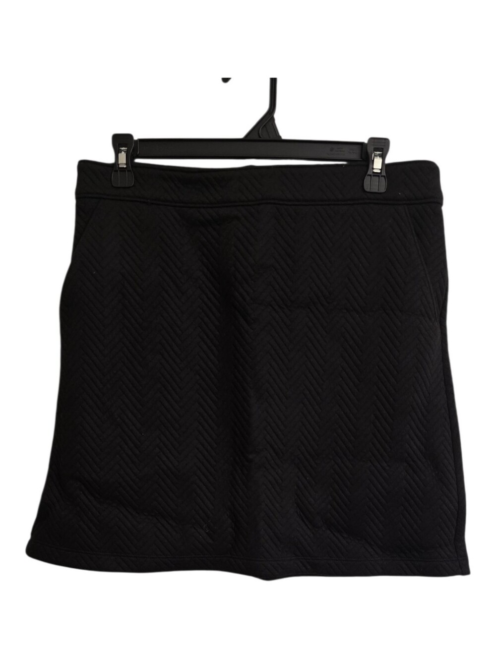 NWT! LOFT Classic Black Quilted Textured Chevron Knit Mini Skirt 4